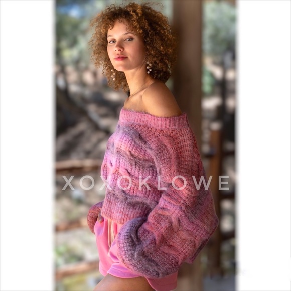 POL Pink Purple Balloon Sleeve Sweater - Picture 5 of 15